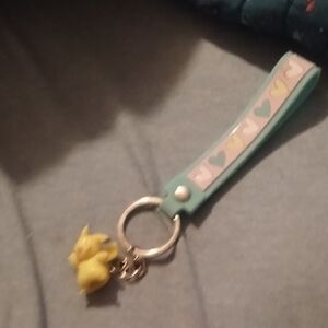 Cute Heart Keychain with Yellow Charm